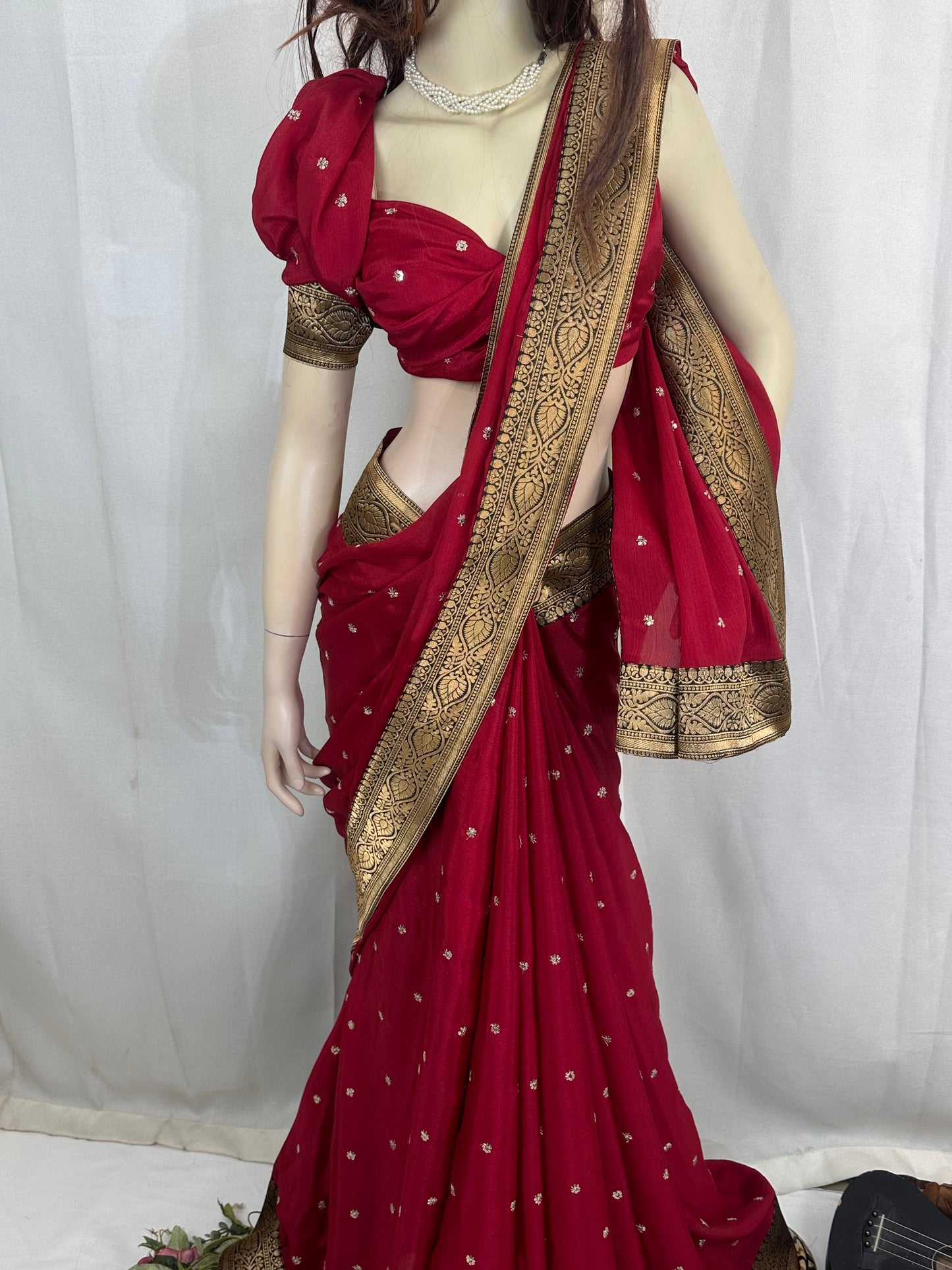 Premium Quality Indian Chinon Silk Saree