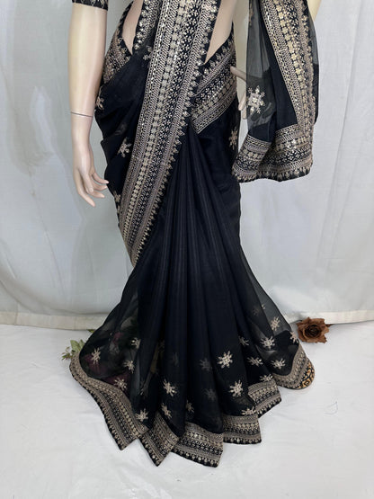 Luxurious Indian Organza with all over embroidery work