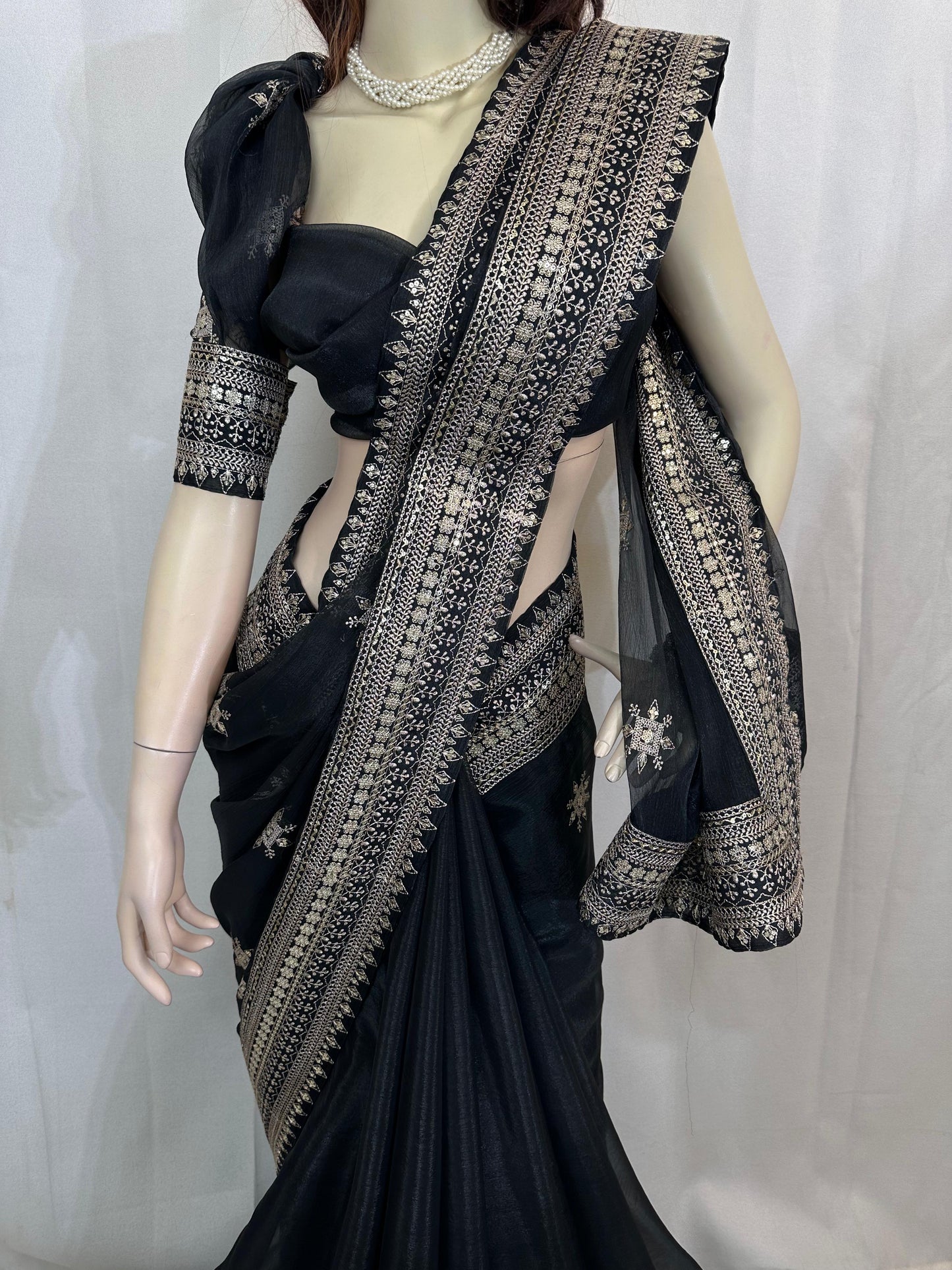 Luxurious Indian Organza with all over embroidery work