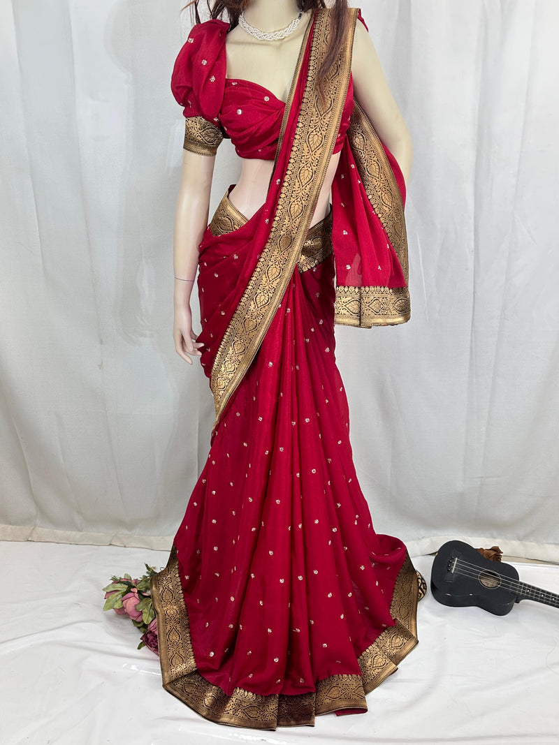 Premium Quality Indian Chinon Silk Saree
