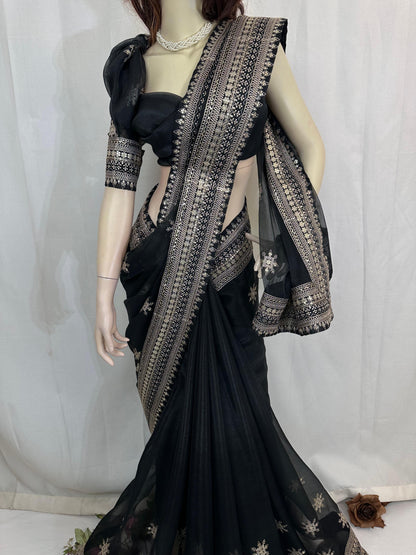 Luxurious Indian Organza with all over embroidery work